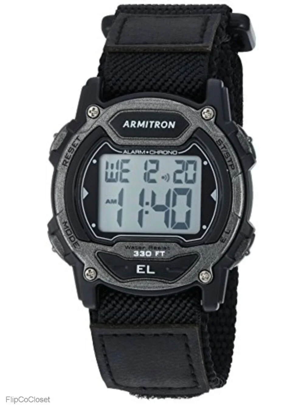 Unisex Digital Quartz Chronograph Nylon Strap Watch Water Resistant 100m